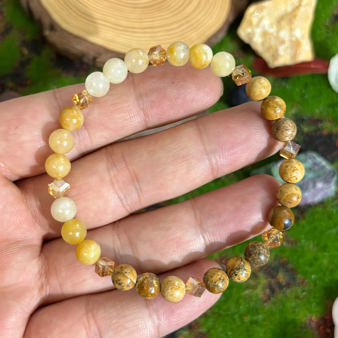 Citrine, Yellow Jade & Picture Jasper Energy Bracelet