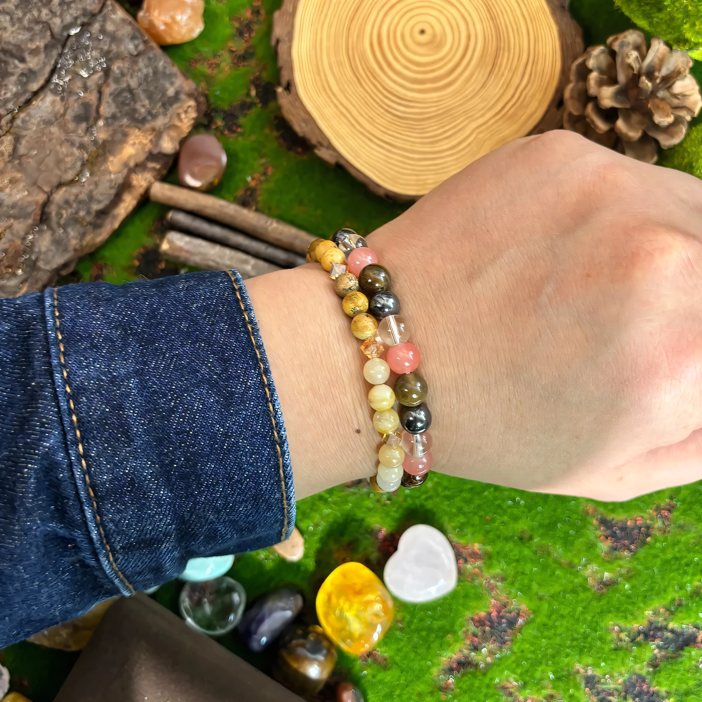 Citrine, Yellow Jade & Picture Jasper Energy Bracelet