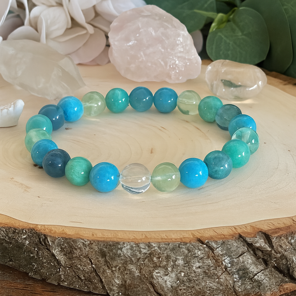 Fluorite, Aquamarine & Amazonite Energy Bracelet
