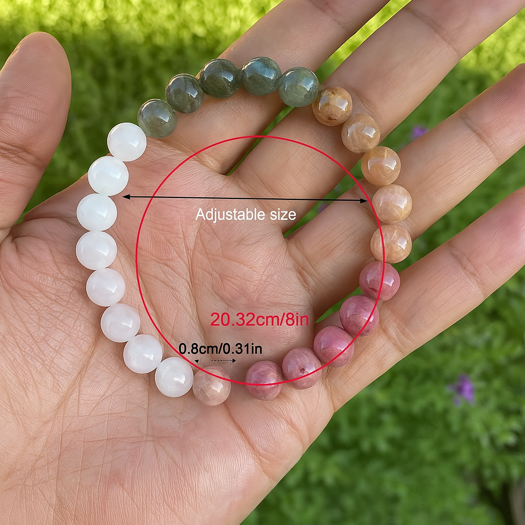 Pink Opal, White Jade & Sunstone Energy Bracelet