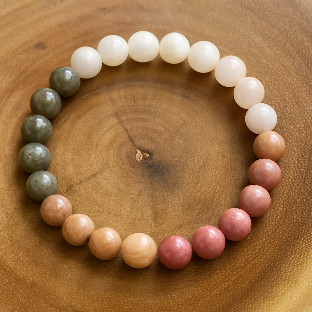 Pink Opal, White Jade & Sunstone Energy Bracelet