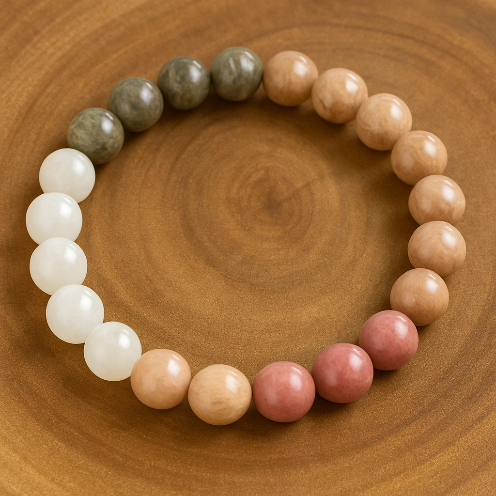 Pink Opal, White Jade & Sunstone Energy Bracelet
