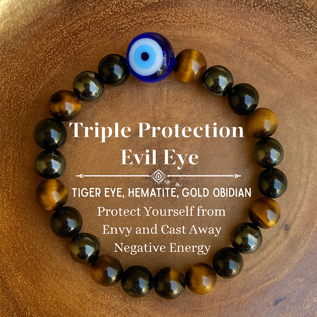 Tiger Eye, Hematite & Gold Obsidian Energy Bracelet