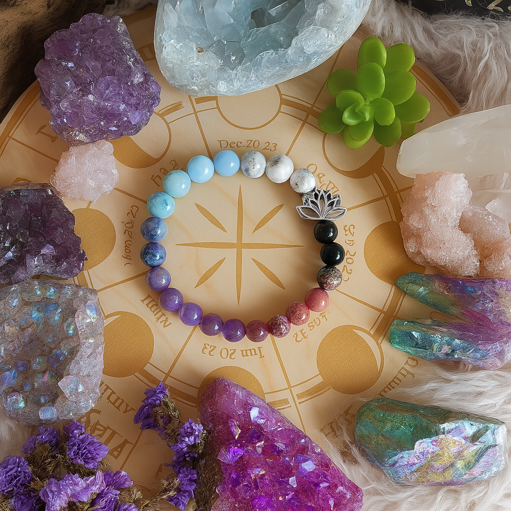 Amethyst, Lepidolite & Howlite Energy Bracelet