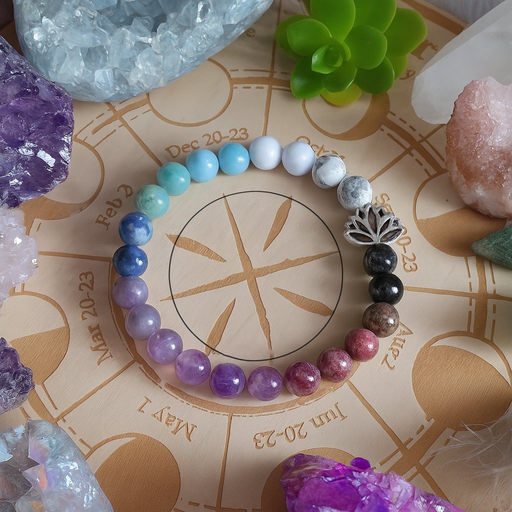 Amethyst, Lepidolite & Howlite Energy Bracelet