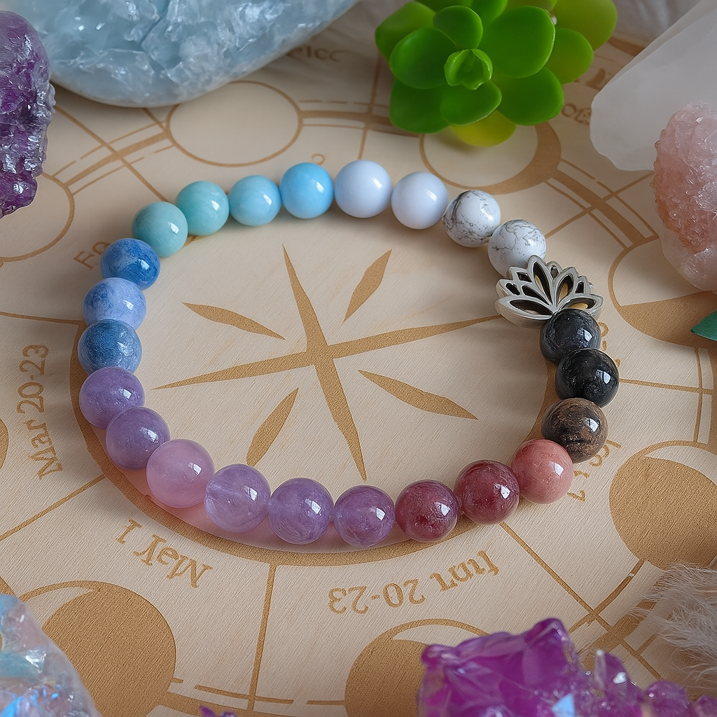 Amethyst, Lepidolite & Howlite Energy Bracelet